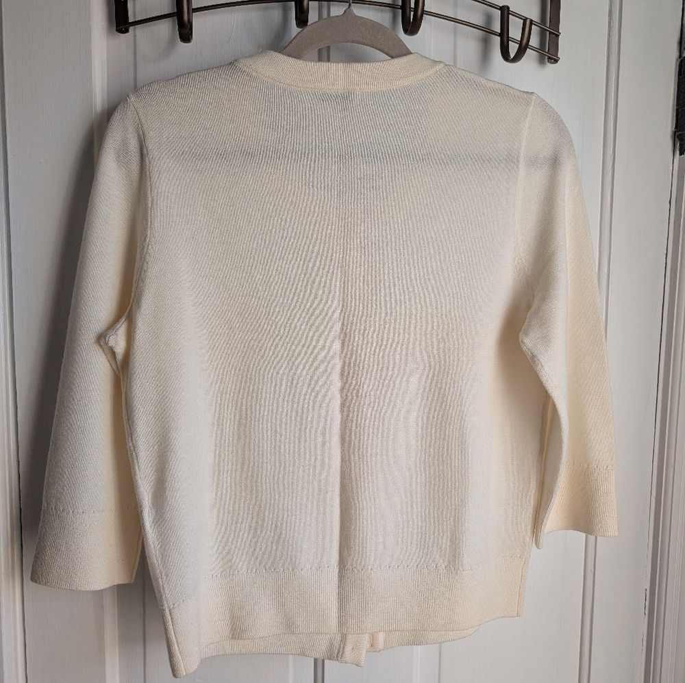 Kate Spade Fine Knit Wool Cardigan, M, Cream - Picture 5 of 6
